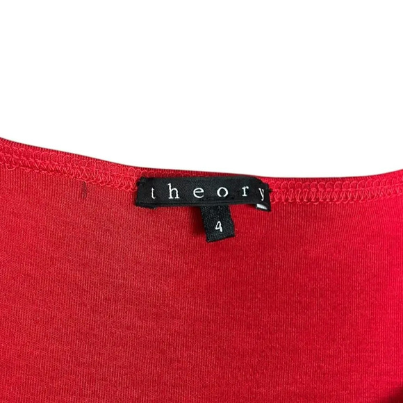 Theory Olethea Red Fit and Flare Mini Dress Size 4 Small NWT WITH FLAW - Picture 3 of 7